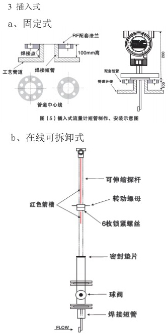 低溫液氮流量計(jì)插入式安裝示意圖